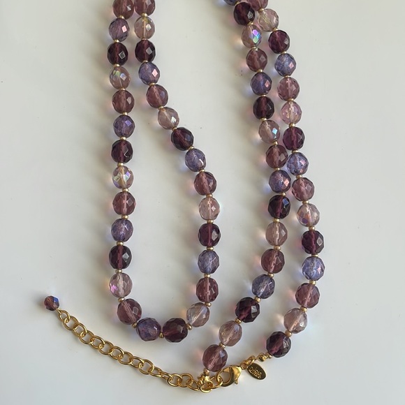 Joan Rivers Set of 2 Purple Crystal Bead Necklaces & Enhancer - Picture 7 of 12